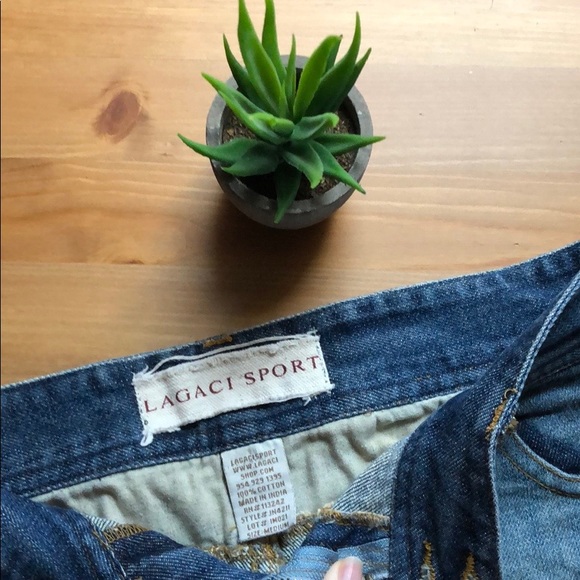 Lagaci Sport • bedazzled mini jean skirt with distressed look - Picture 2 of 7